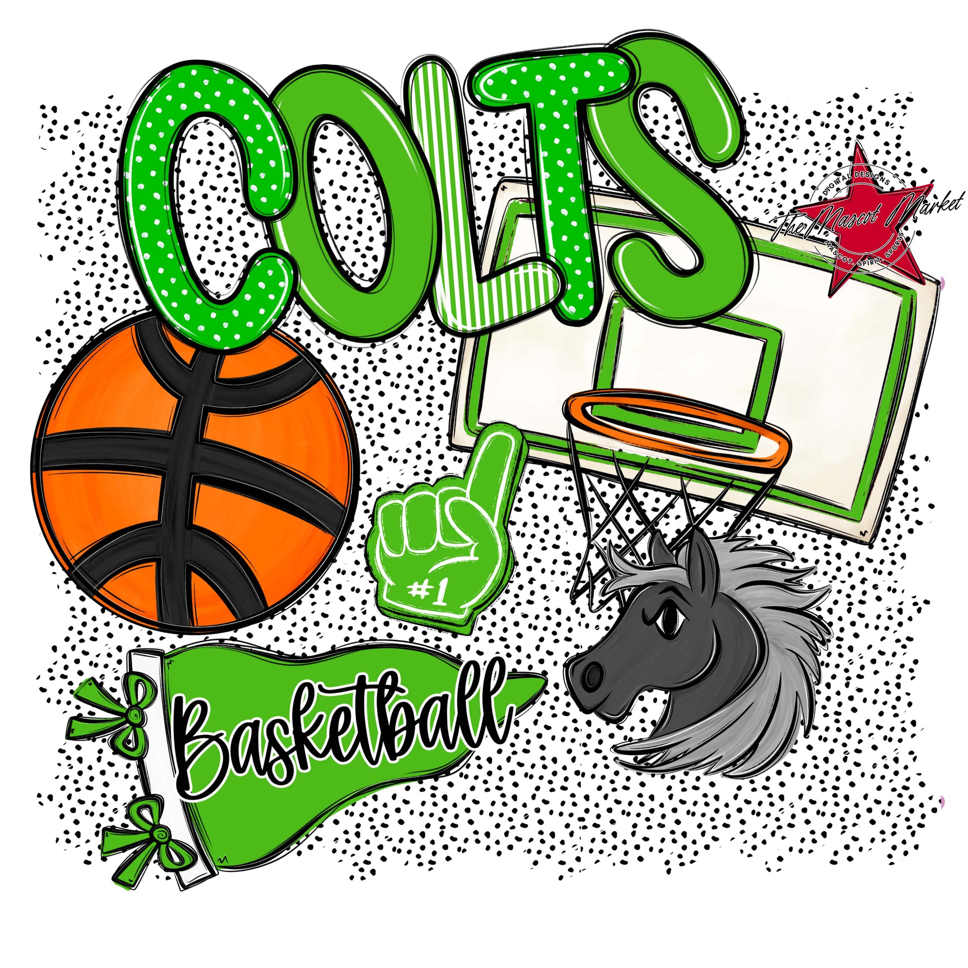 Colts Basketball Spirit-Bright Green
