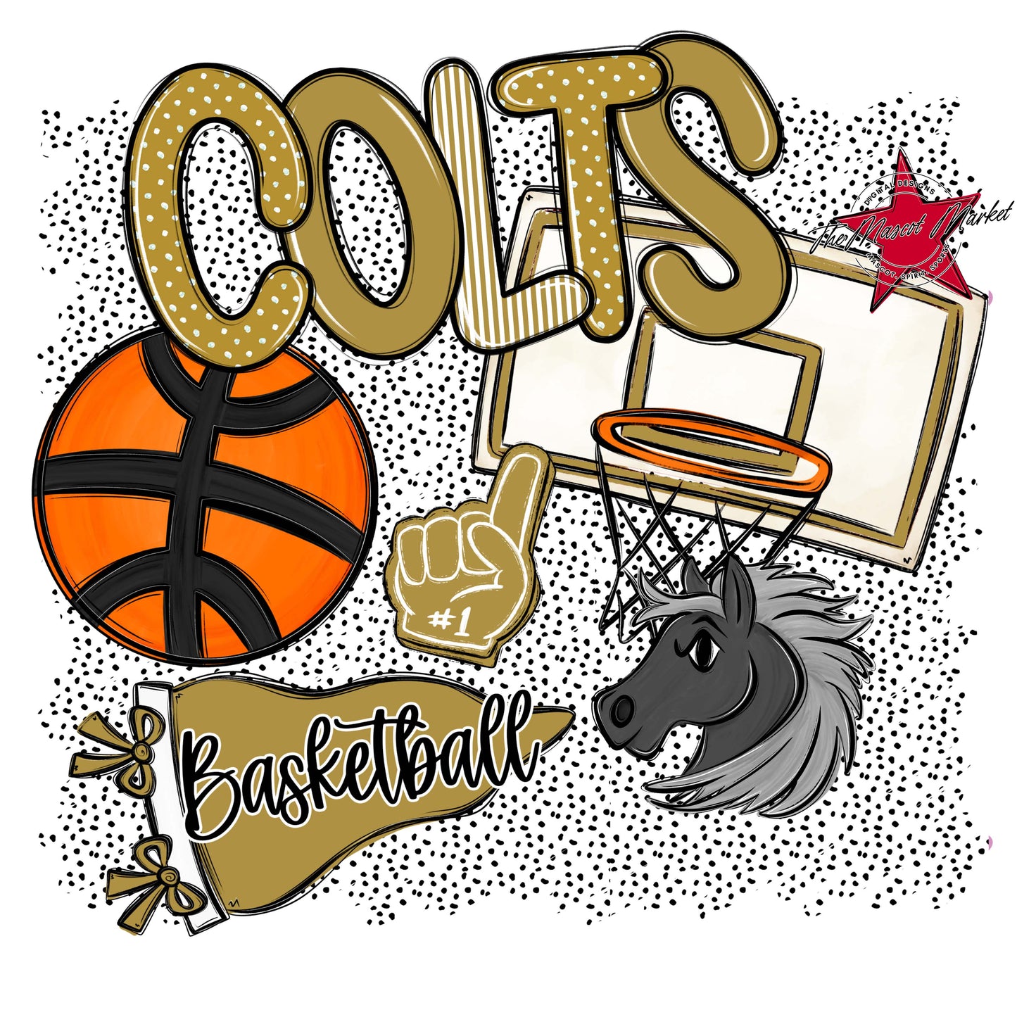 Colts Basketball Spirit-Gold