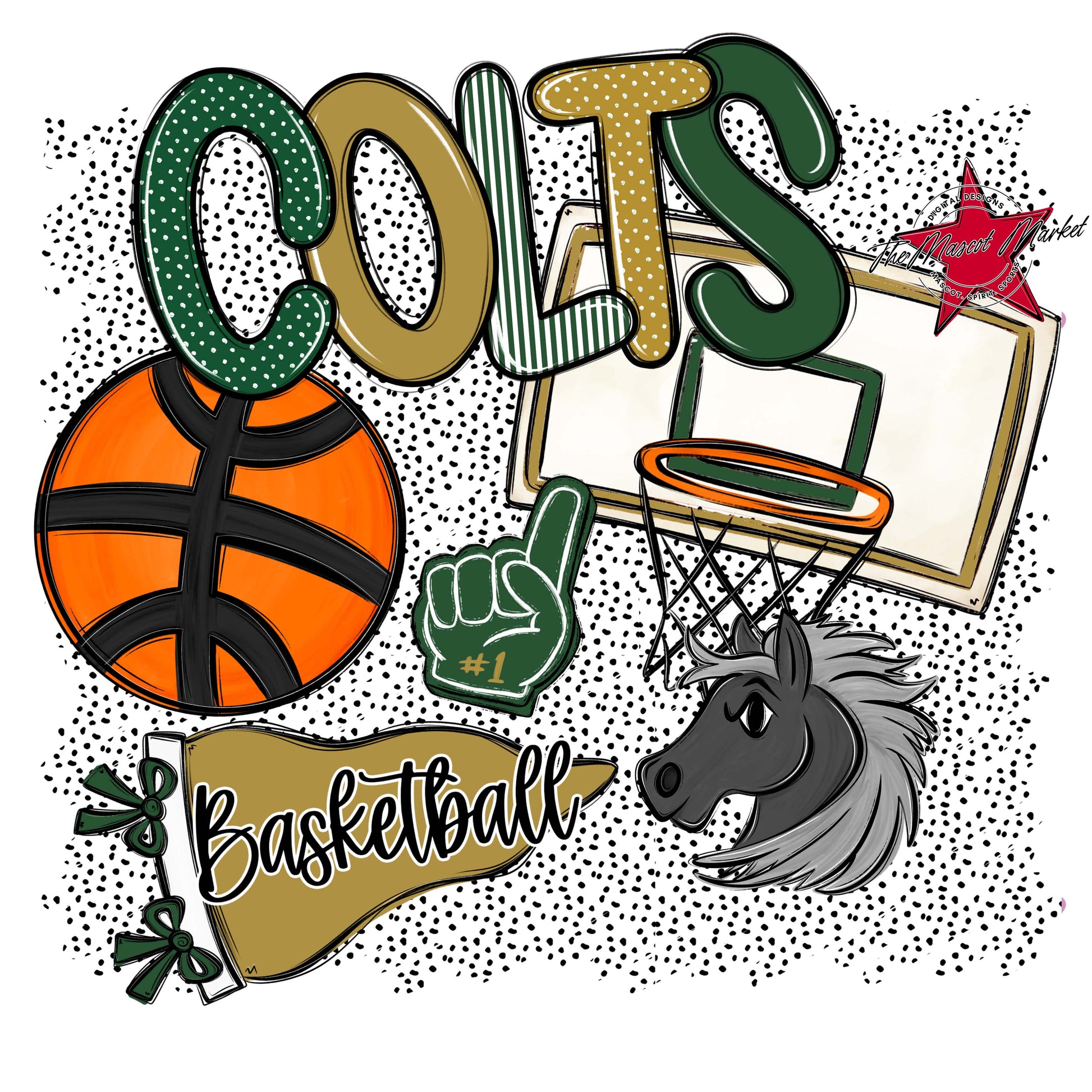 Colts Basketball Spirit-Green & Gold