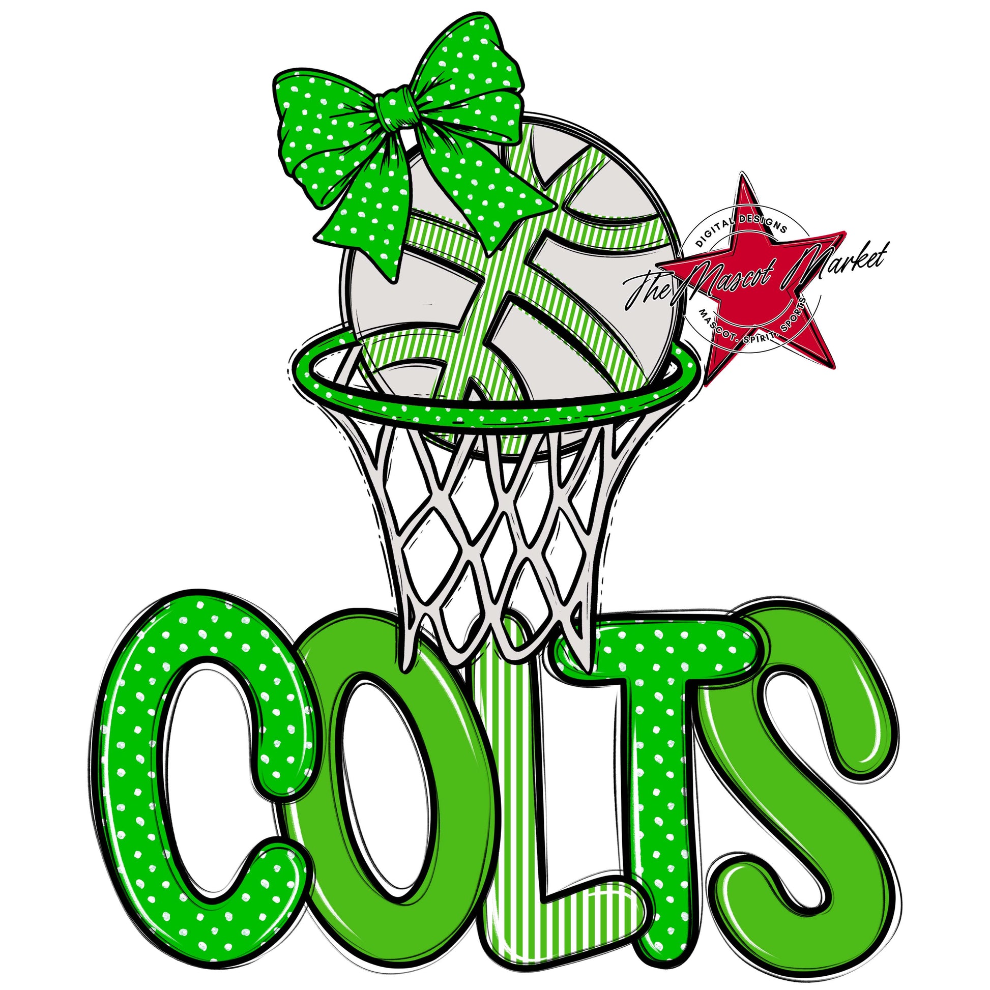 Colts Basketball Spirit Design-Bright Green
