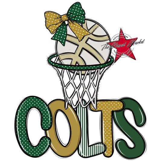 Colts Basketball Spirit Design-Green & Gold