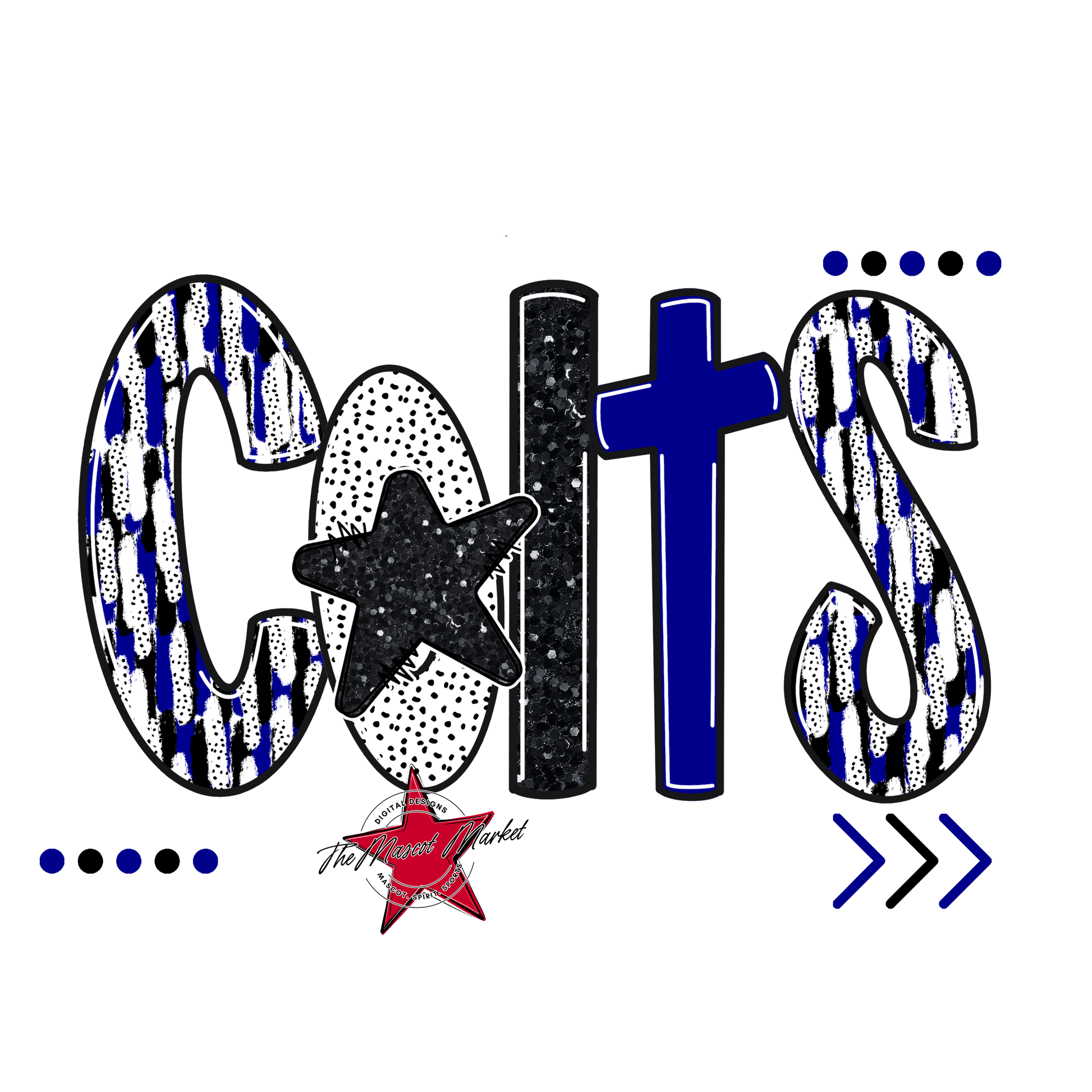 Colts Brushstroke Alpha w Arrows-Blue