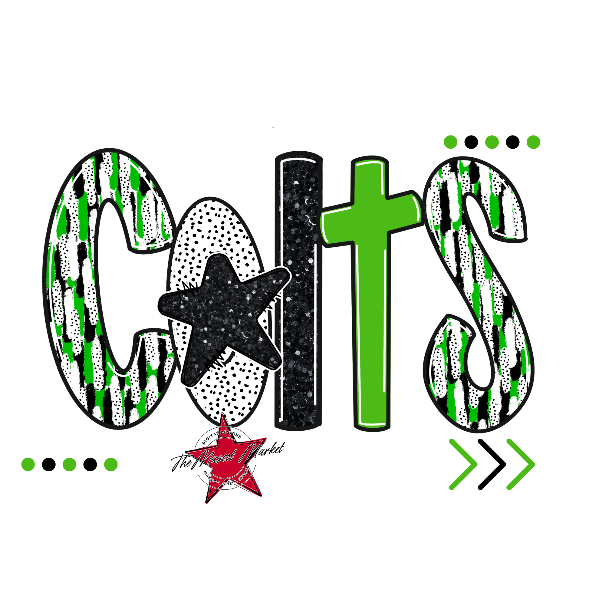 Colts Brushstroke Alpha w Arrows-Bright Green