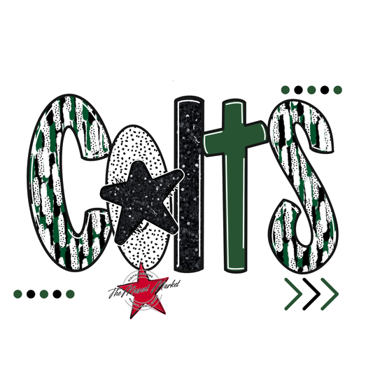 Colts Brushstroke Alpha w Arrows-Green