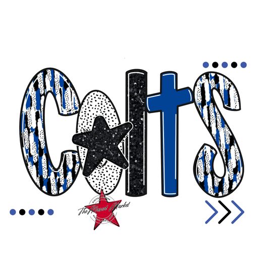 Colts Brushstroke Alpha w Arrows-Off Blue