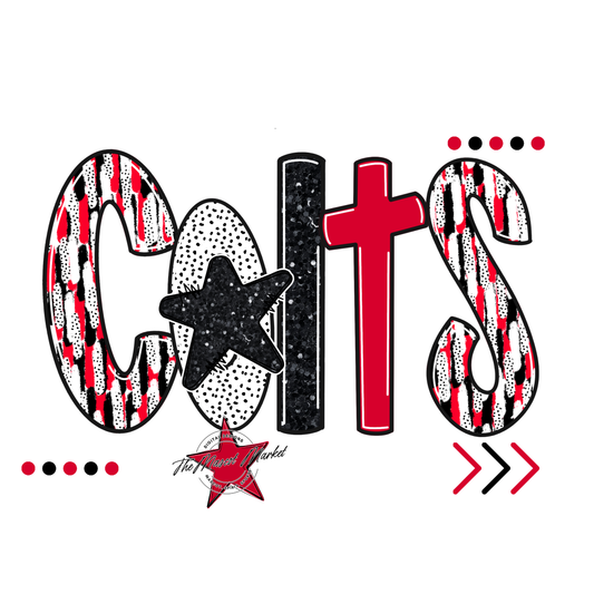 Colts Brushstroke Alpha w Arrows-Red