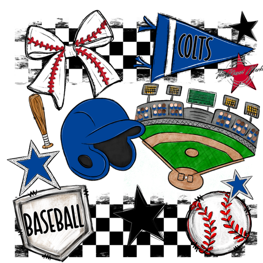 Colts Checkers Baseball Spirit Design-Off Blue