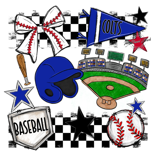 Colts Checkers Baseball Spirit Design-Royal Blue