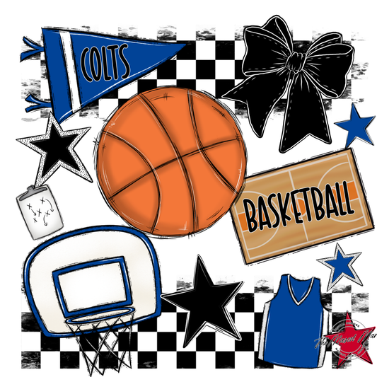 Colts Checkers Basketball Spirit Design-Off Blue
