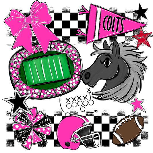Colts Checkers Mascot Spirit Design-Pink