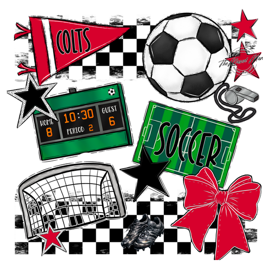 Colts Checkers Soccer Spirit Design-Red