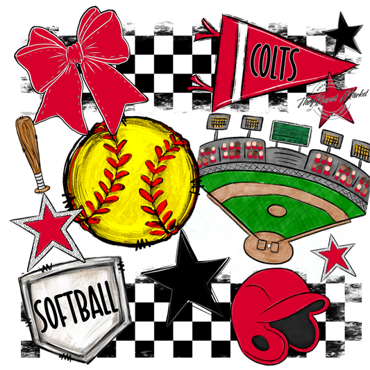 Colts Checkers Softball Spirit Design-Red