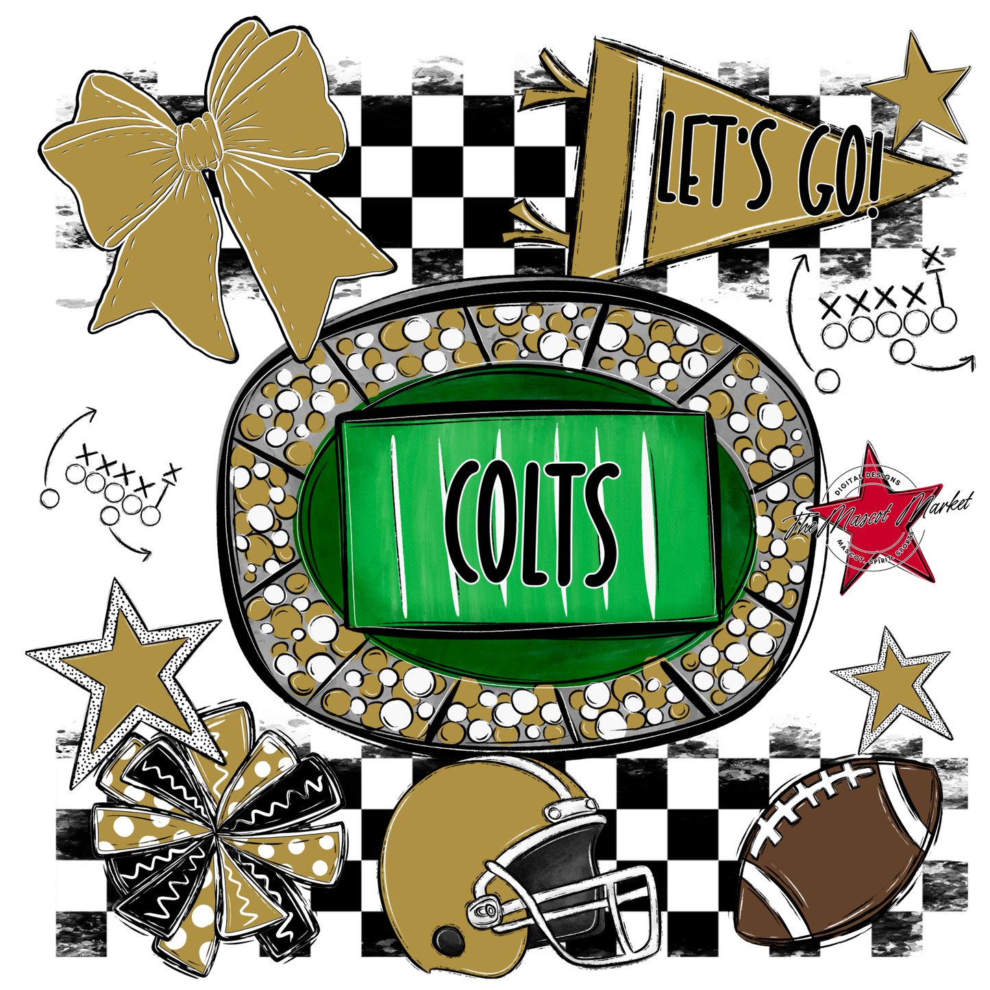 Colts Checkers Spirit Design-Gold