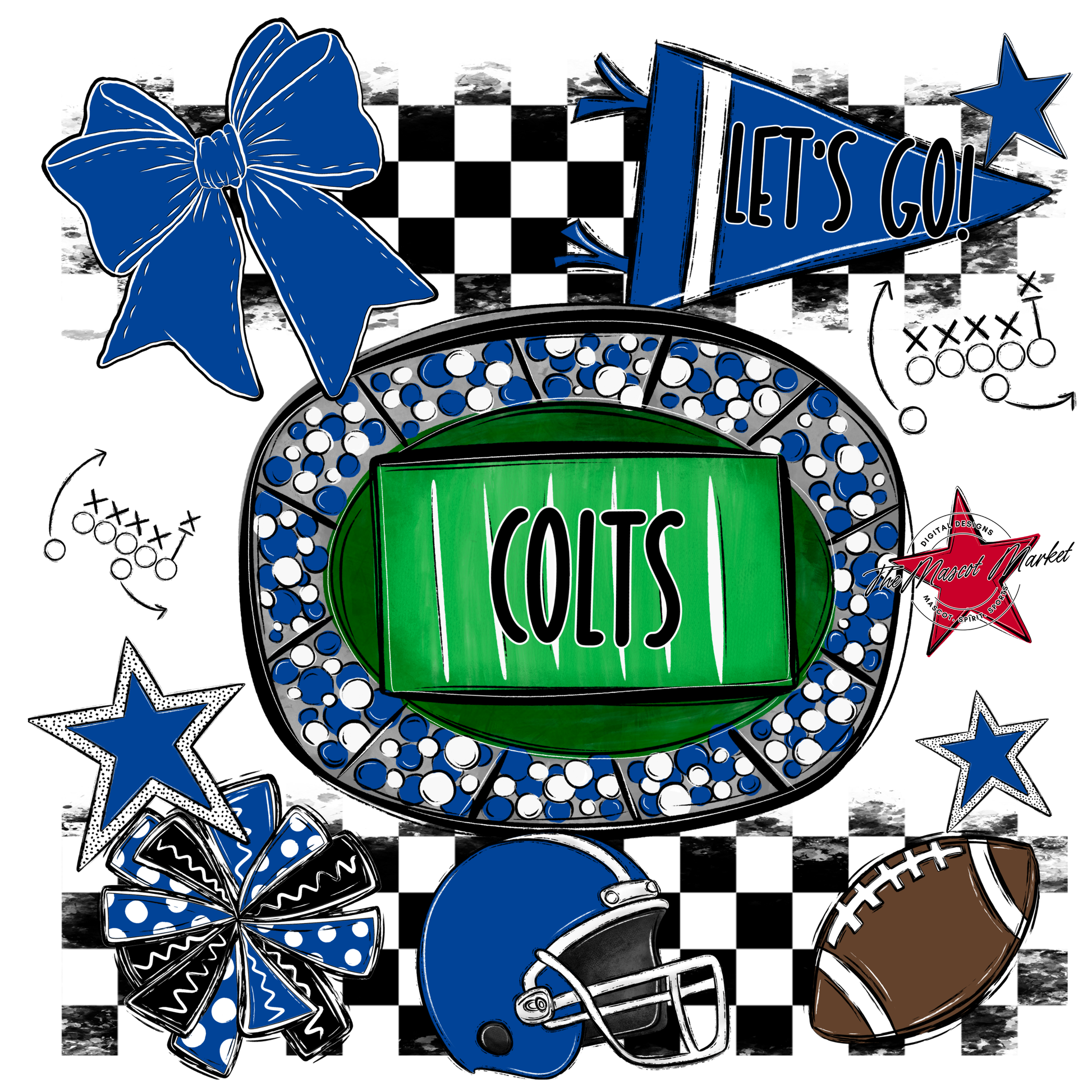 Colts Checkers Spirit Design-Off Blue