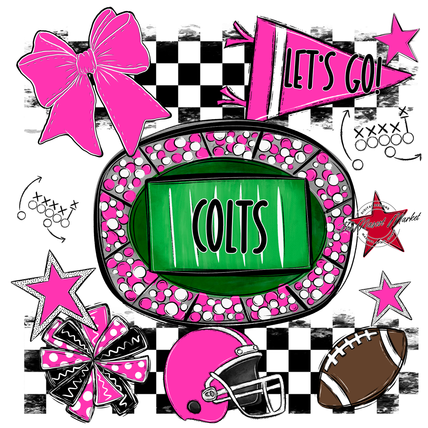 Colts Checkers Spirit Design-Pink