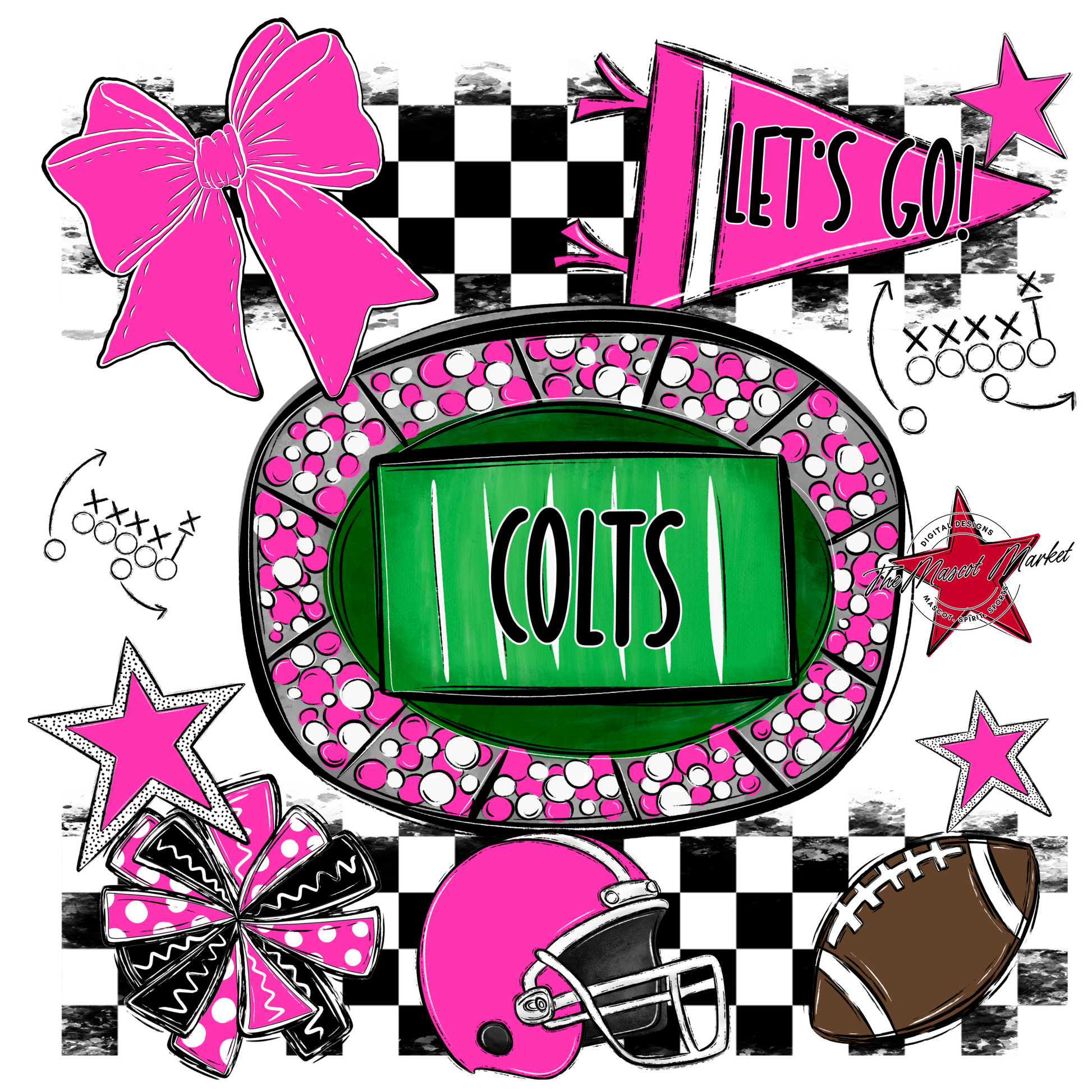 Colts Checkers Spirit Design-Pink