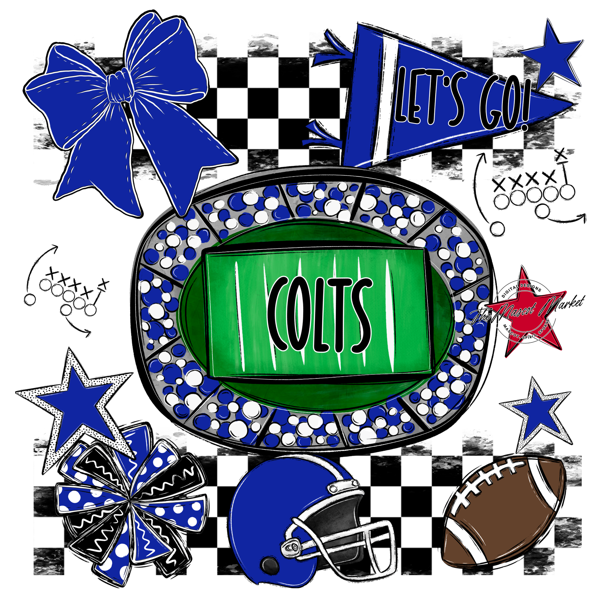 Colts Checkers Spirit Design-Royal Blue