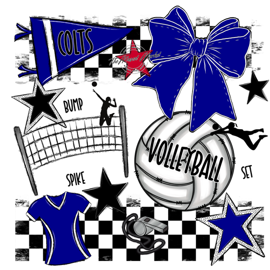 Colts Checkers Volleyball Spirit Design-Blue