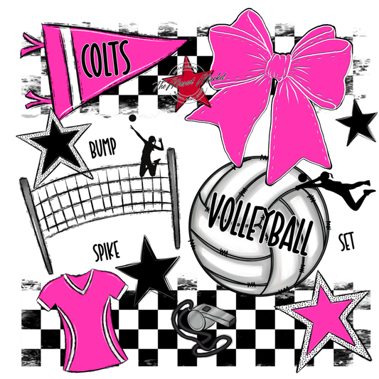 Colts Checkers Volleyball Spirit Design-Pink