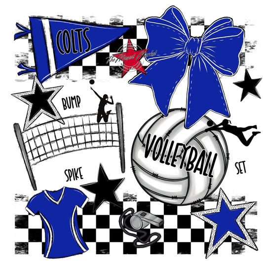 Colts Checkers Volleyball Spirit Design-Royal Blue