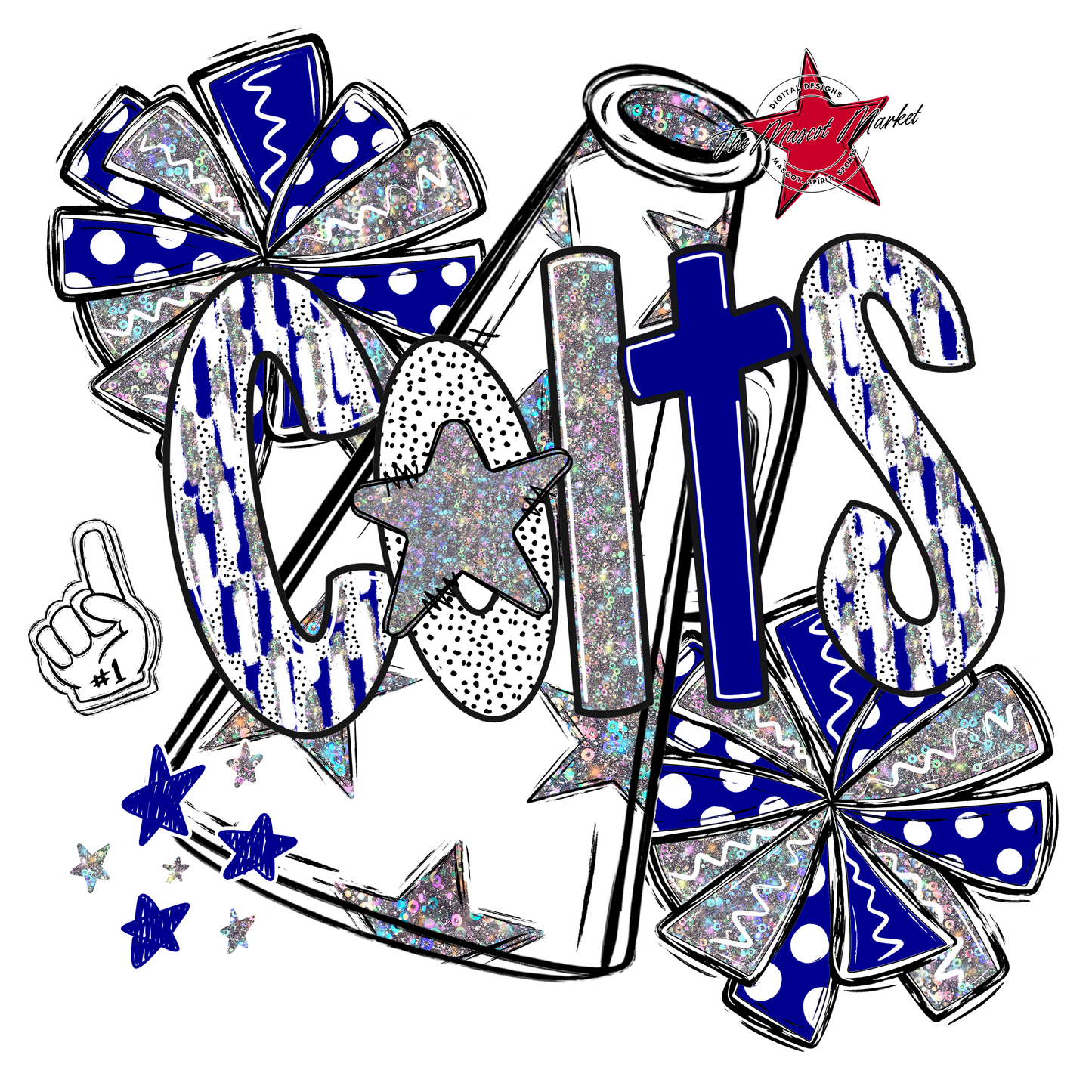Colts Cheer Megaphone Scrape-Blue