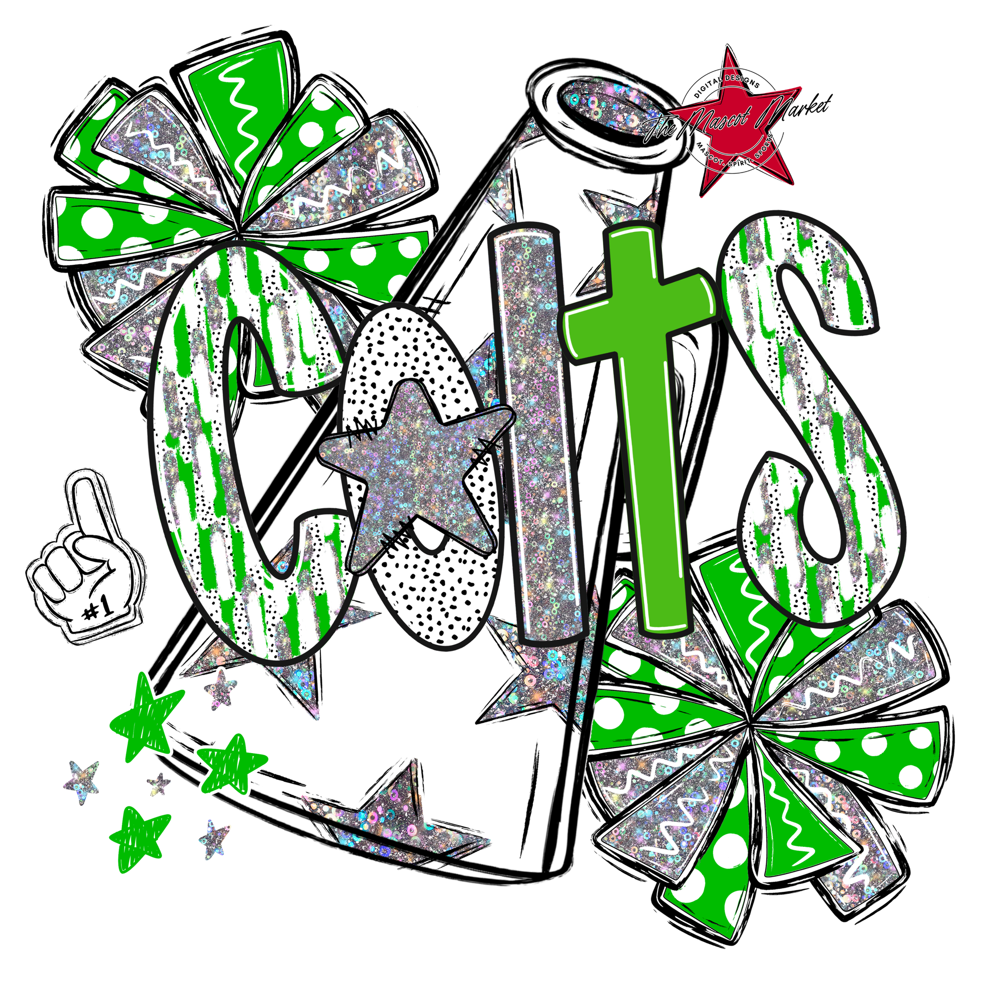 Colts Cheer Megaphone Scrape-Bright Green