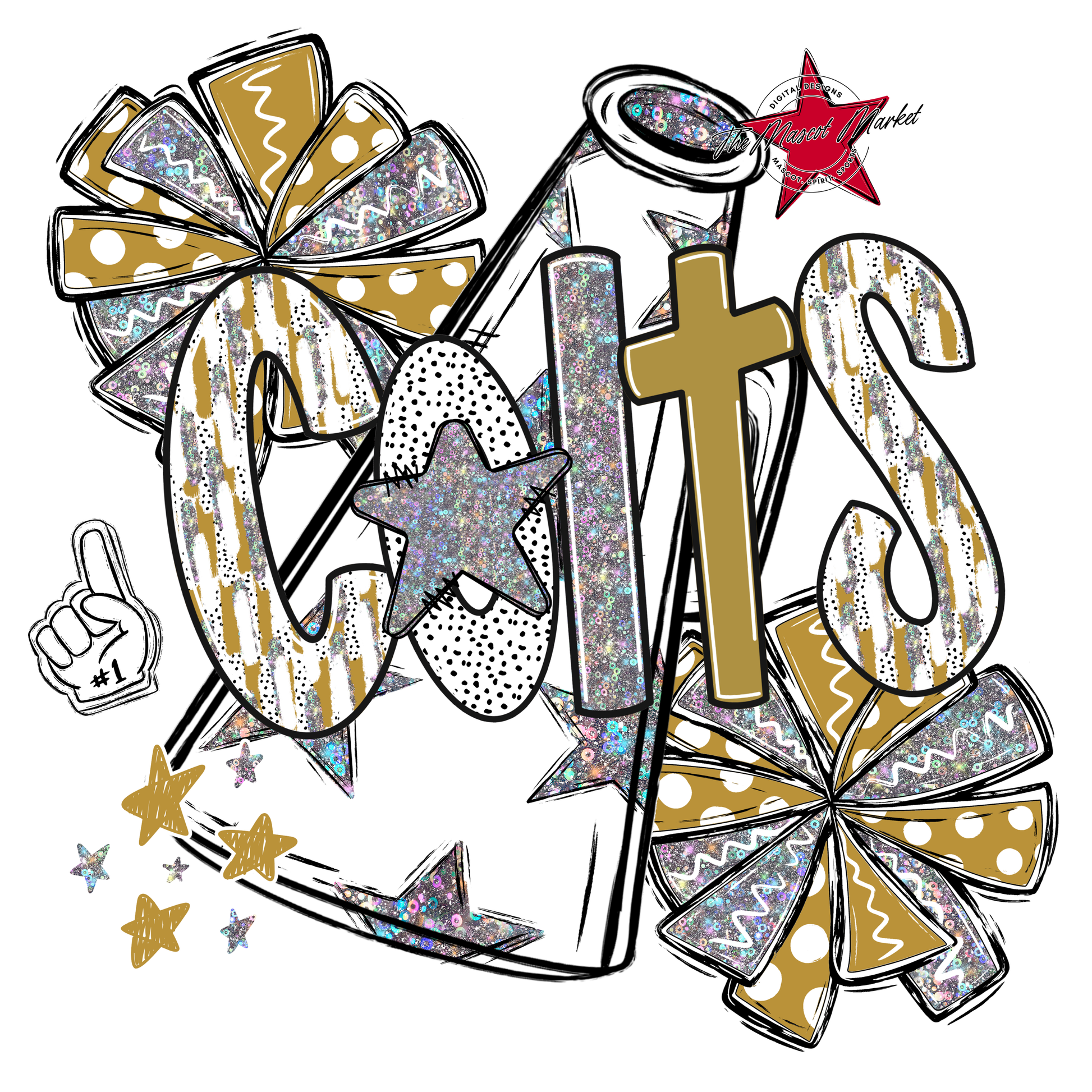 Colts Cheer Megaphone Scrape-Gold