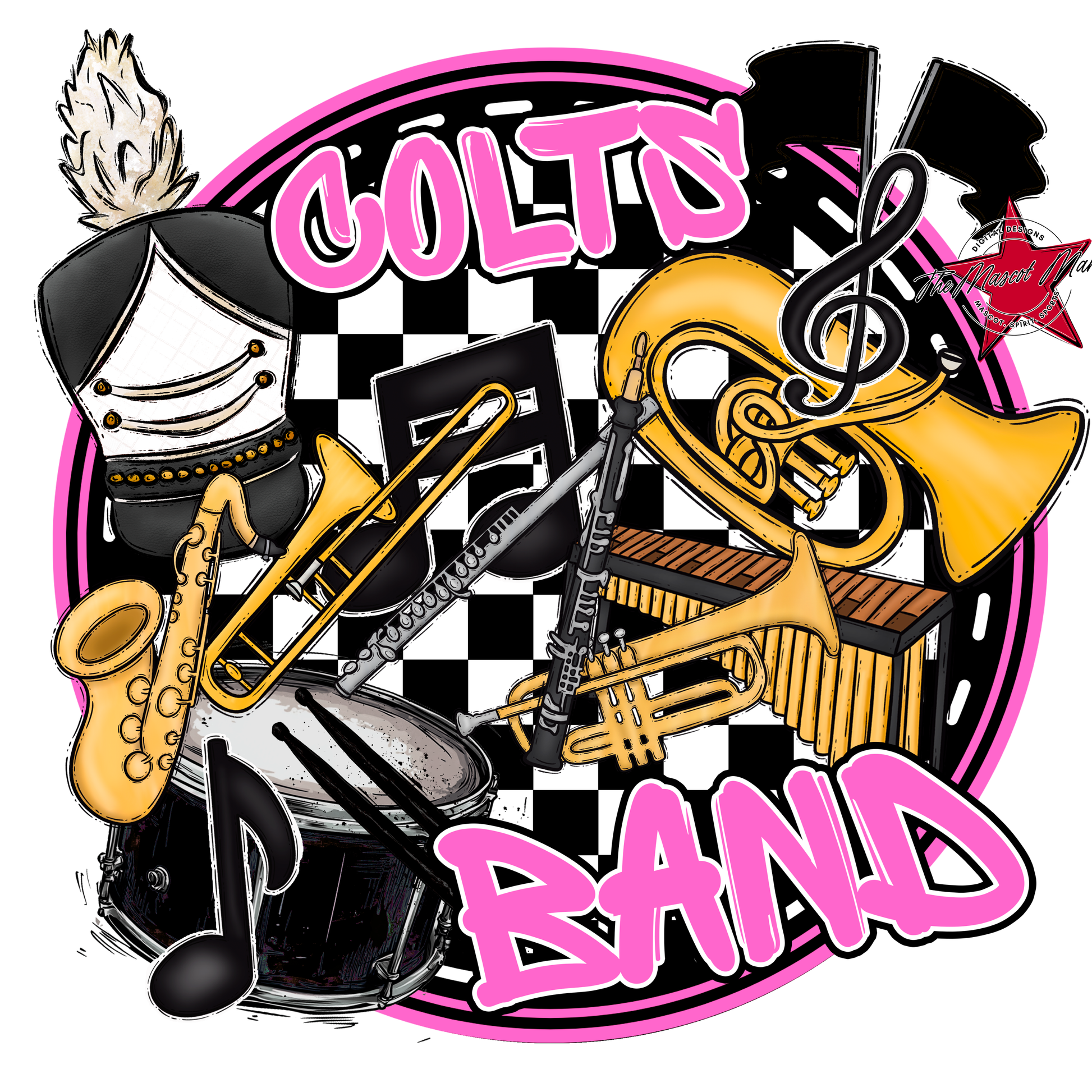 Colts Circle Band Design-Baby Pink