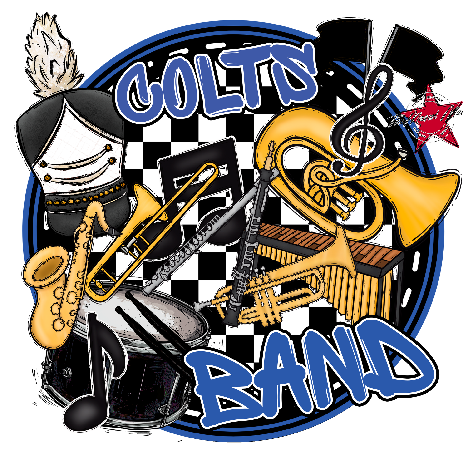 Colts Circle Band Design-Off Blue