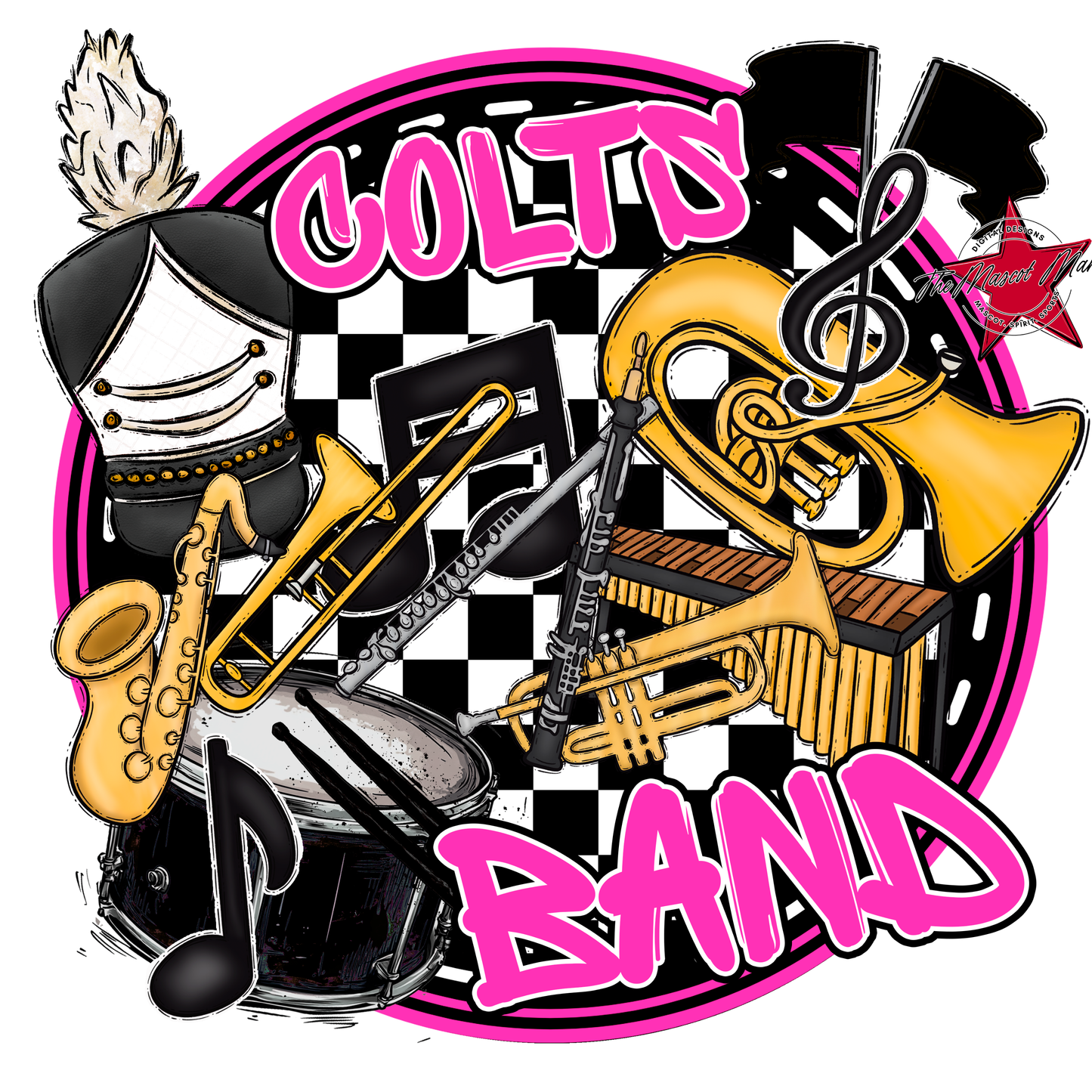 Colts Circle Band Design-Pink