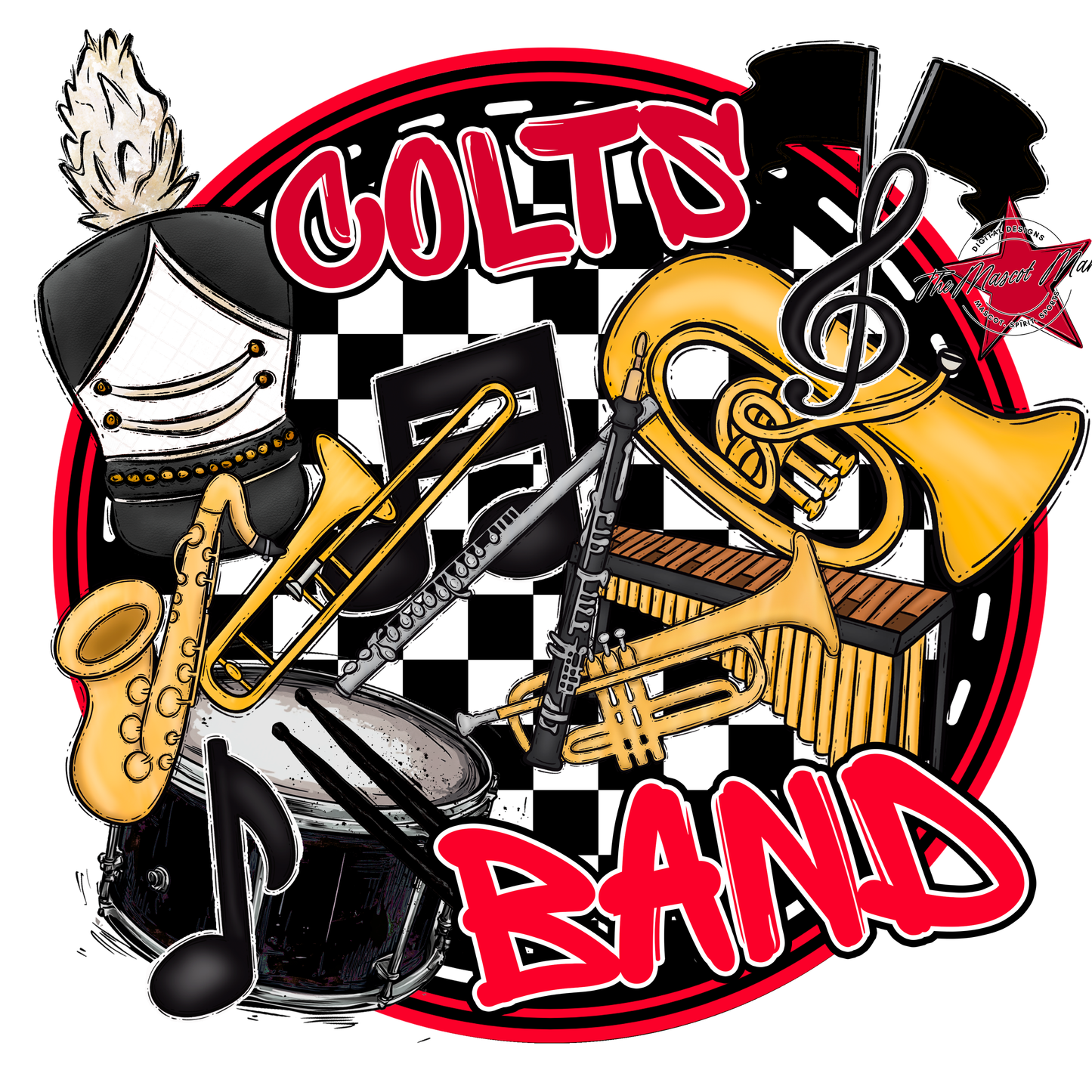 Colts Circle Band Design-Red