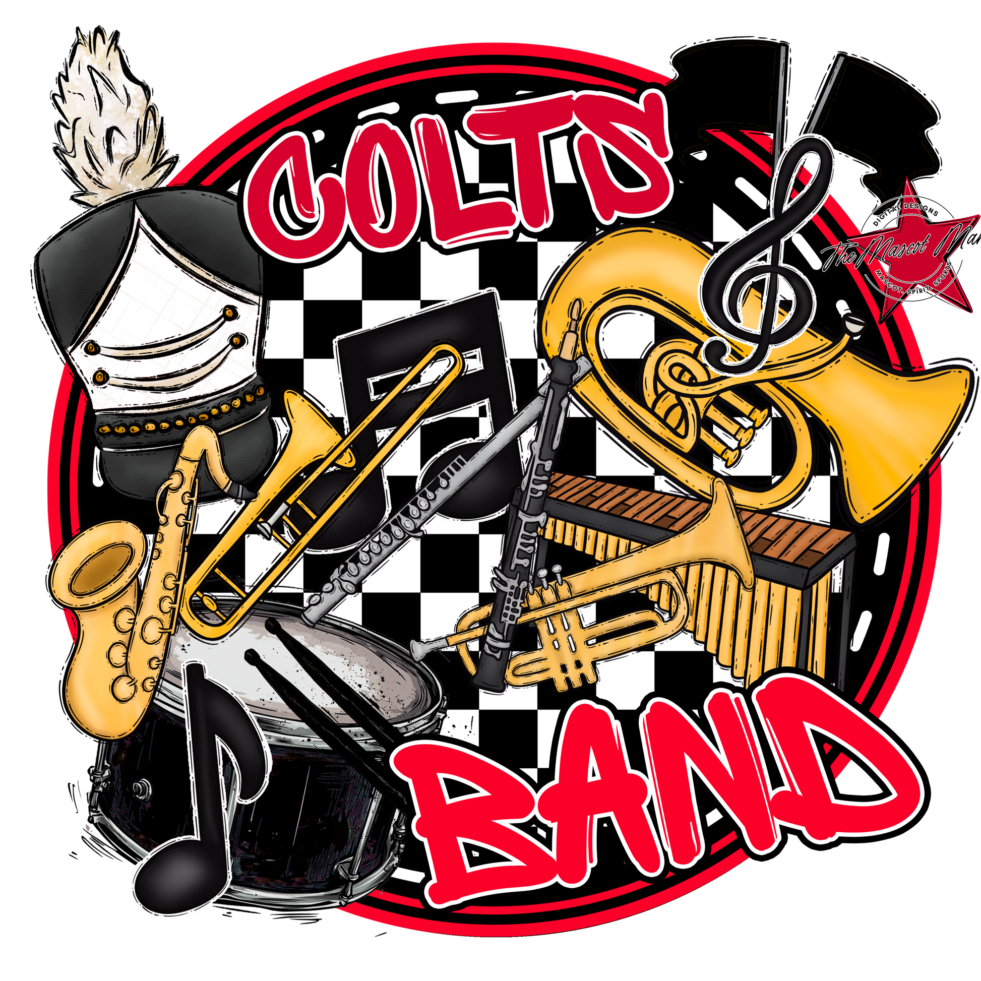 Colts Circle Band Design-Red