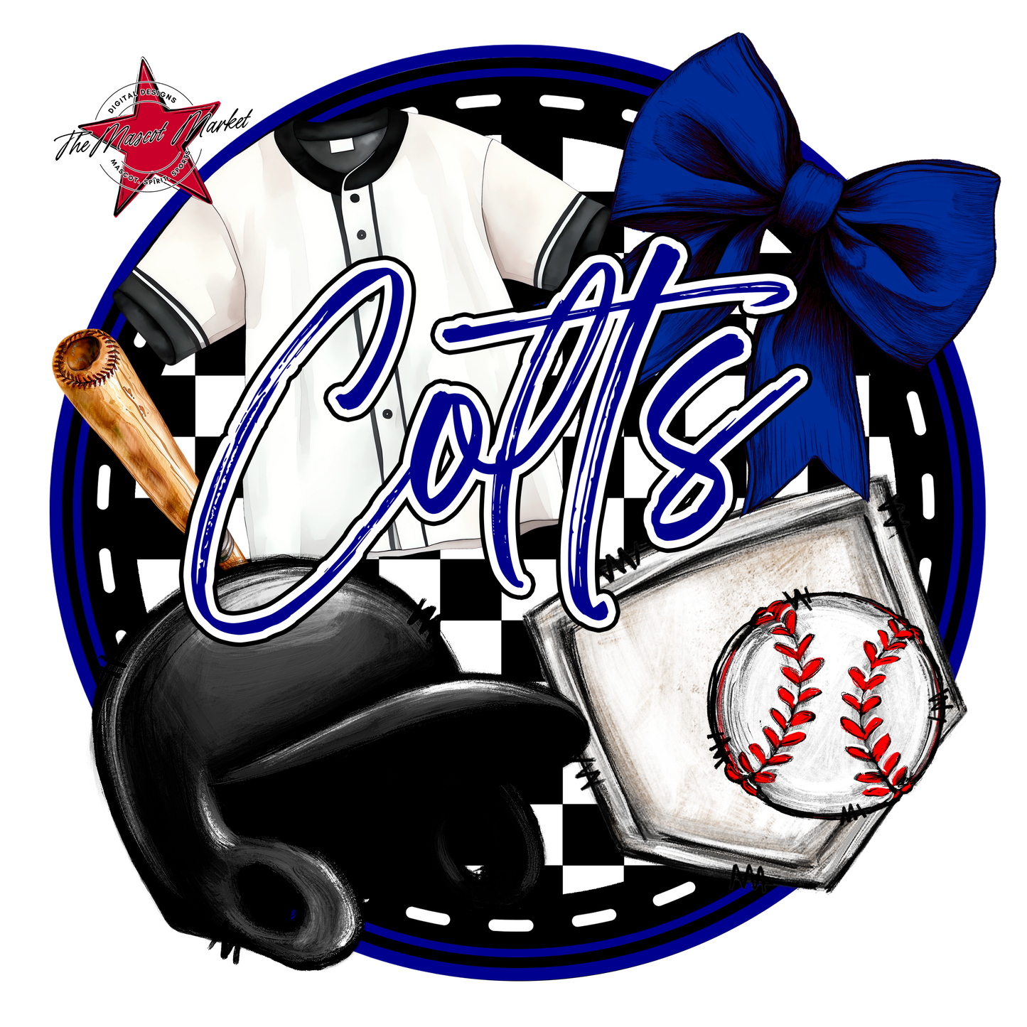 Colts Circle Baseball Design-Blue