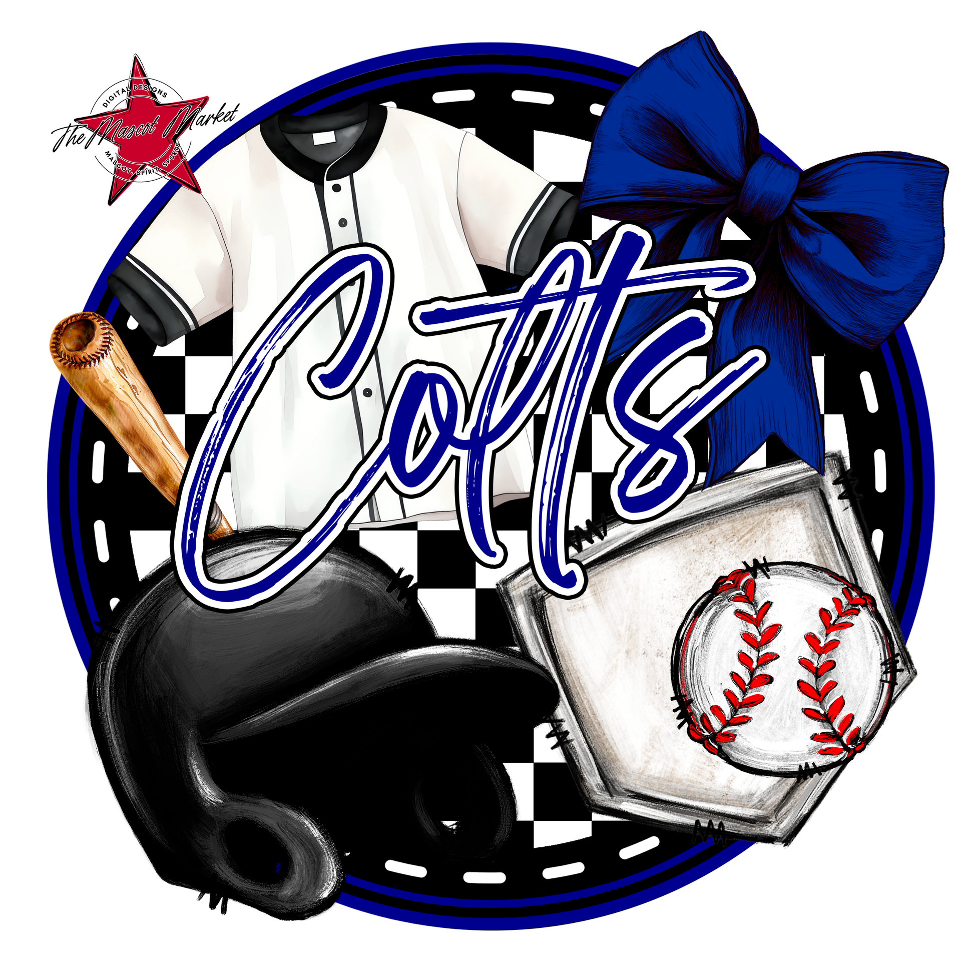Colts Circle Baseball Design-Blue