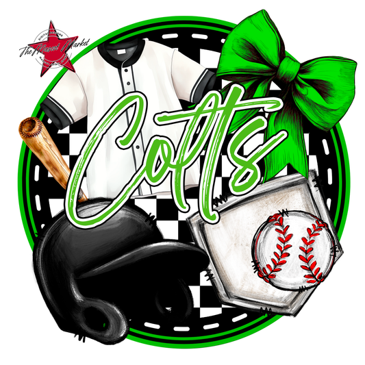 Colts Circle Baseball Design-Bright Green