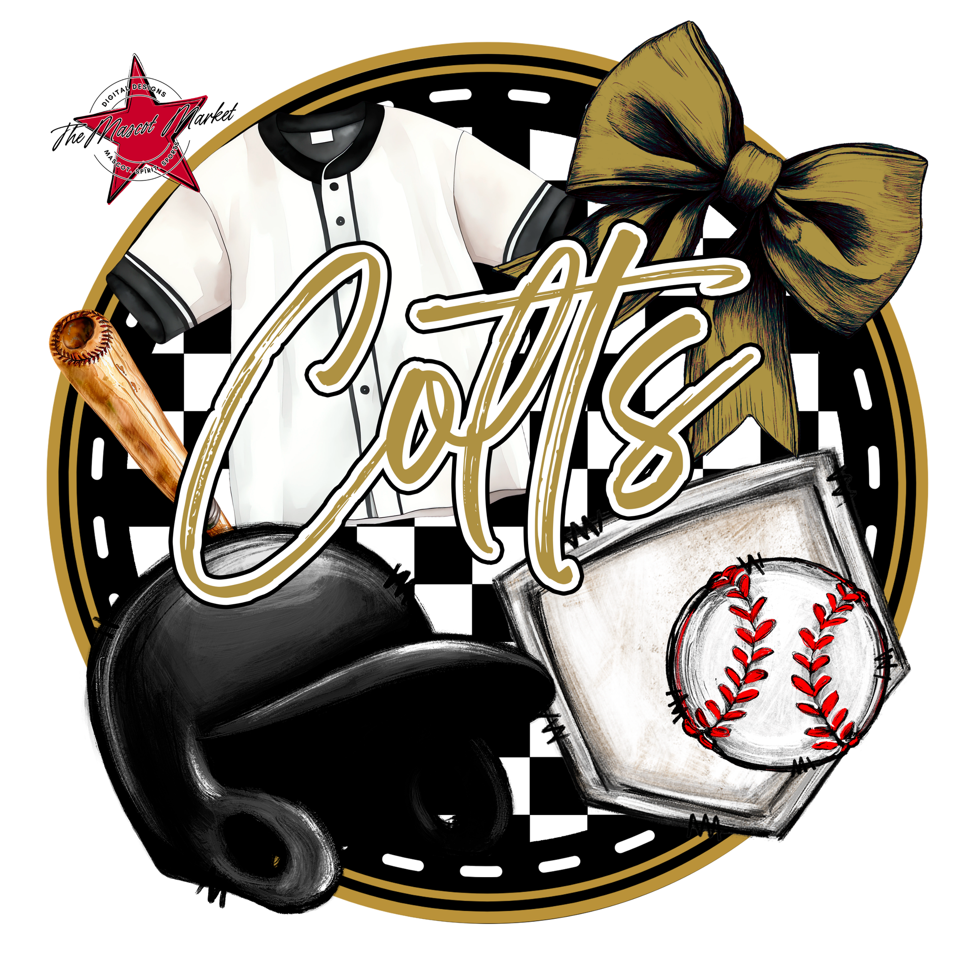Colts Circle Baseball Design-Gold