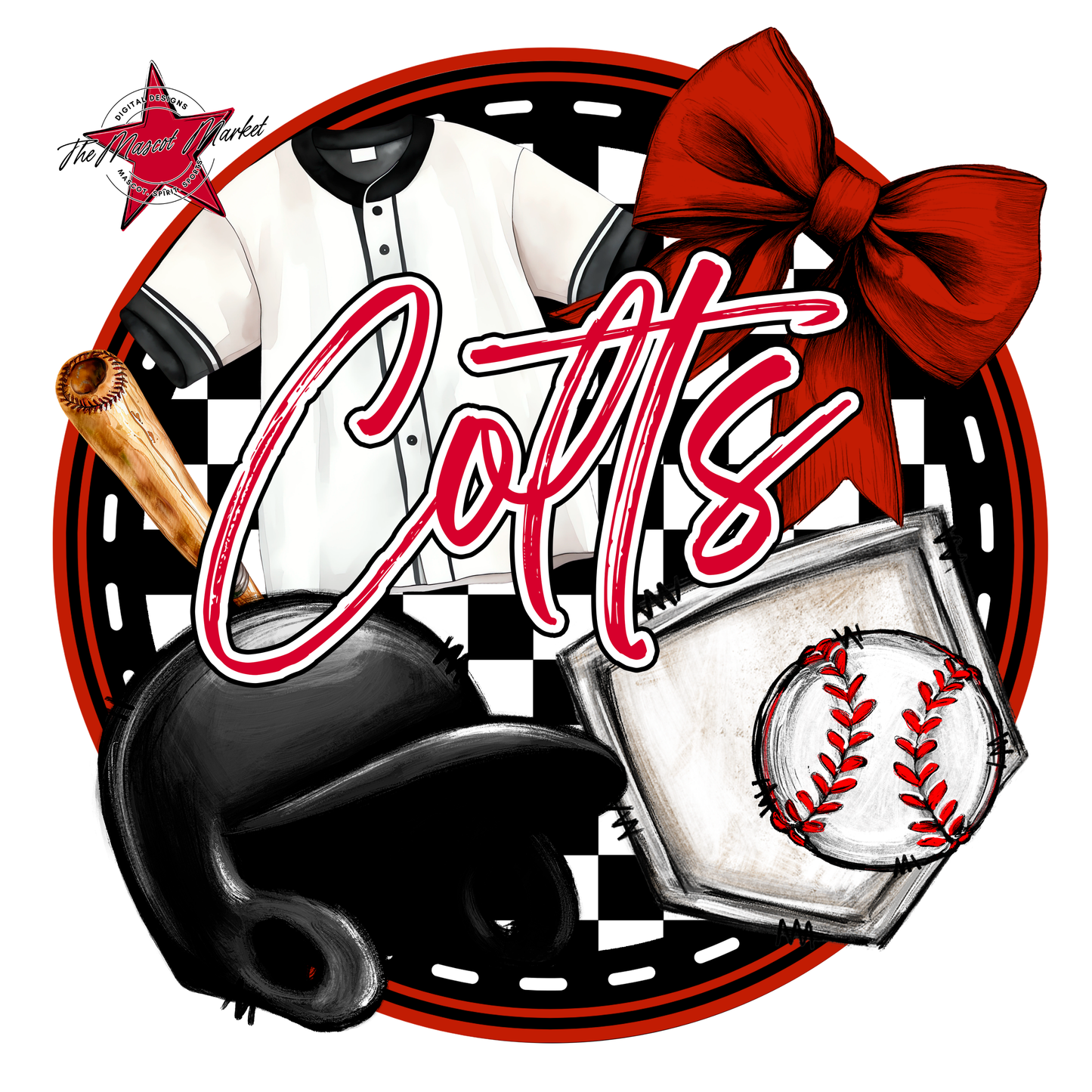 Colts Circle Baseball Design-Red