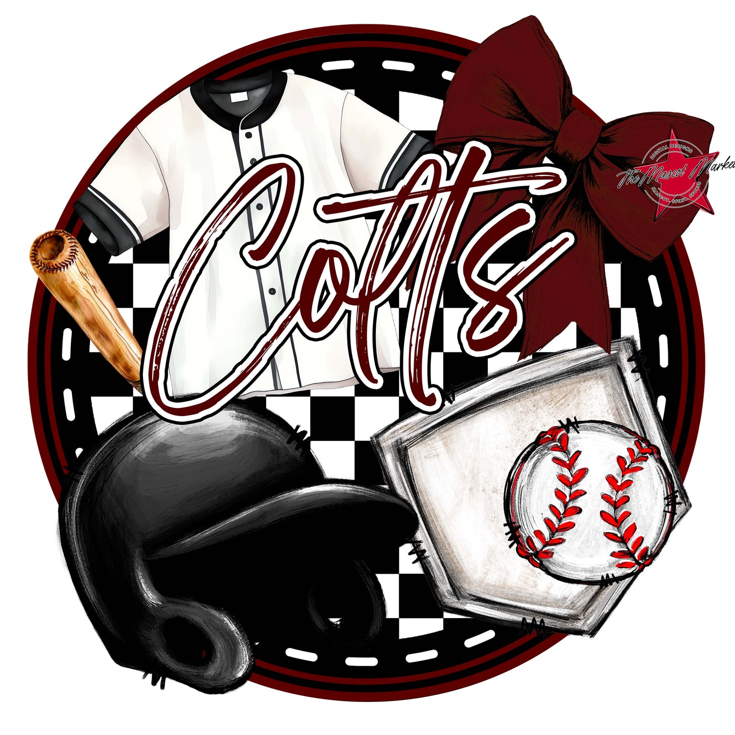 Colts Circle Baseball Design-Maroon