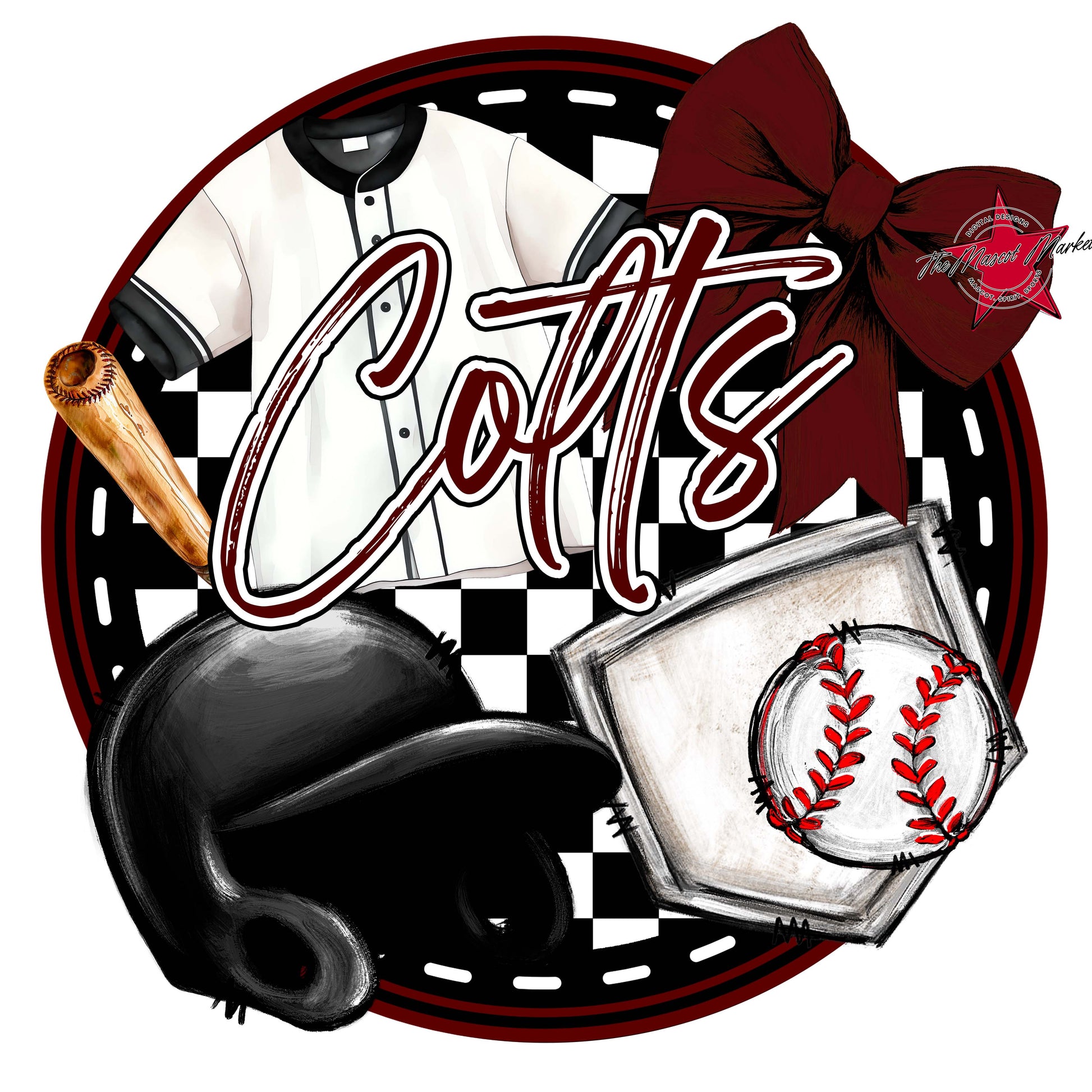 Colts Circle Baseball Design-Maroon
