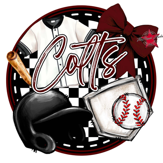 Colts Circle Baseball Design-Maroon