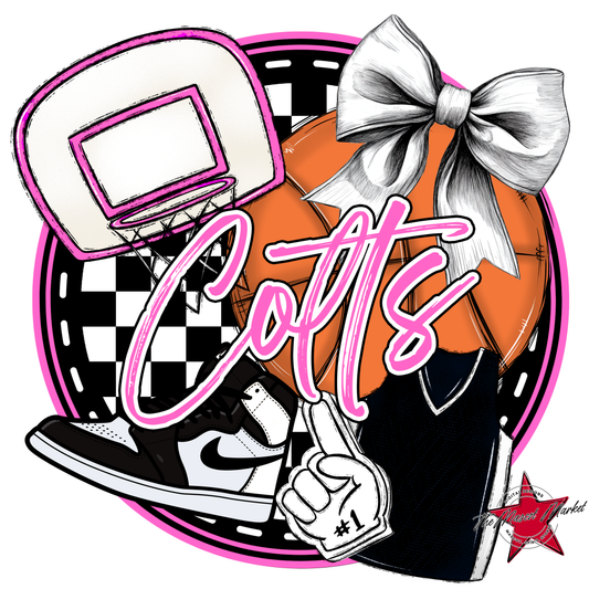 Colts Circle Basketball Design-Baby Pink