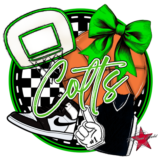 Colts Circle Basketball Design-Bright Green