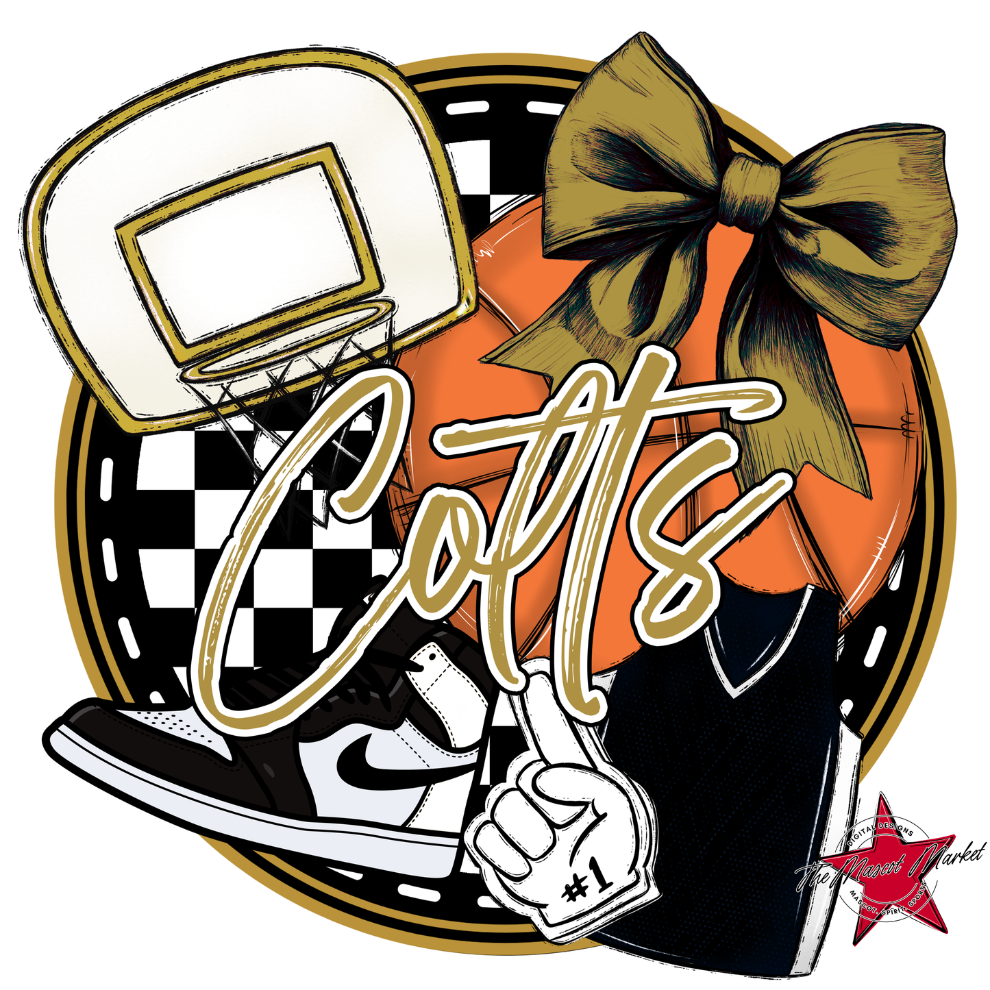 Colts Circle Basketball Design-Gold