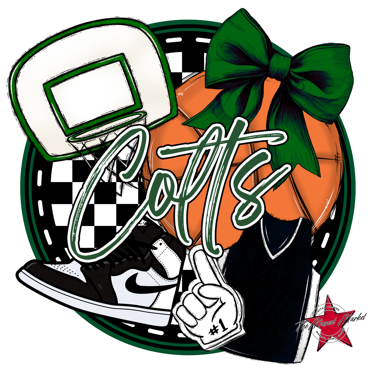 Colts Circle Basketball Design-Green
