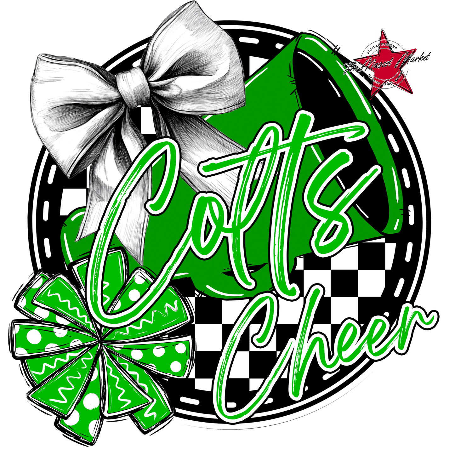 Colts Circle Cheer Design-Bright Green