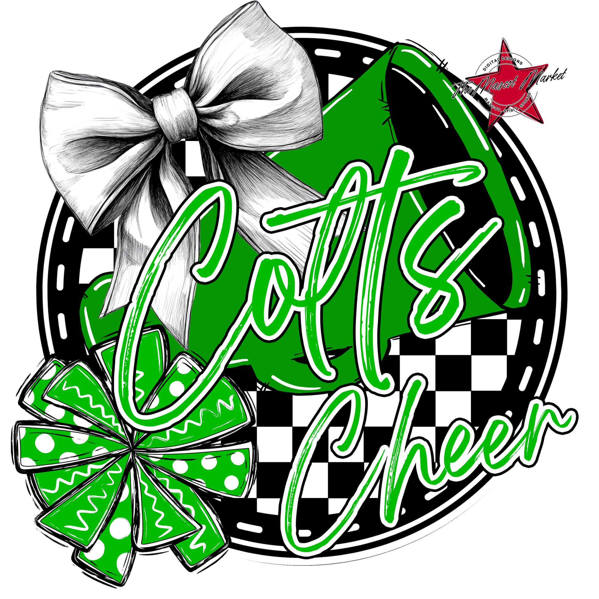 Colts Circle Cheer Design-Bright Green