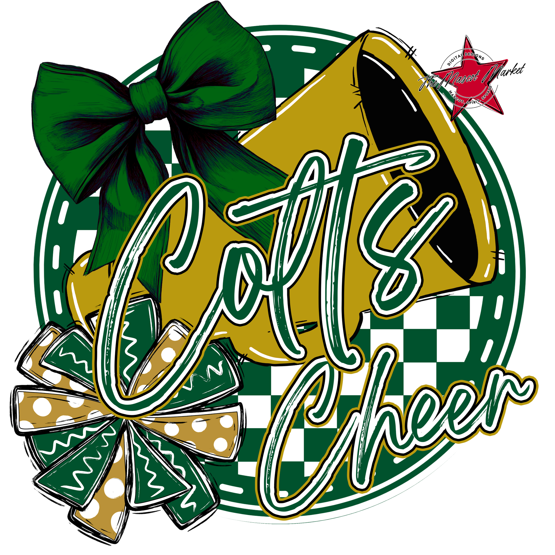 Colts Circle Cheer Design-Green-Gold