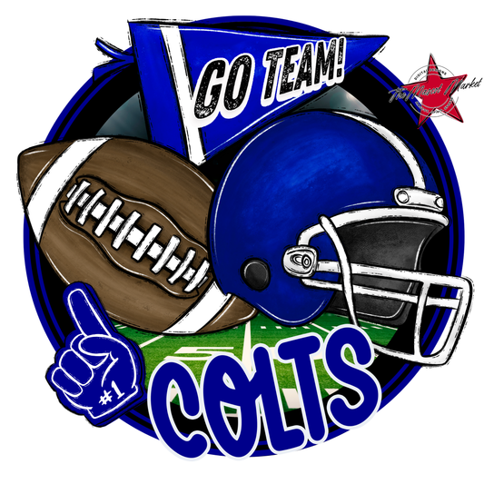 Colts Circle Football Design-Blue