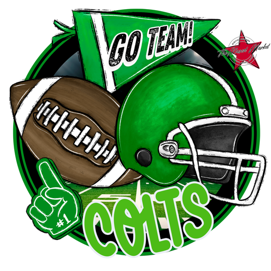 Colts Circle Football Design-Bright Green