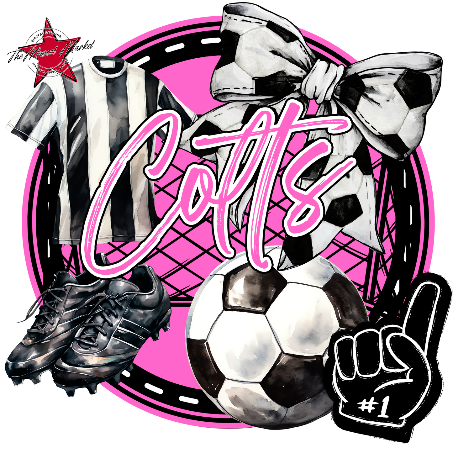 Colts Circle Soccer Design-Baby Pink